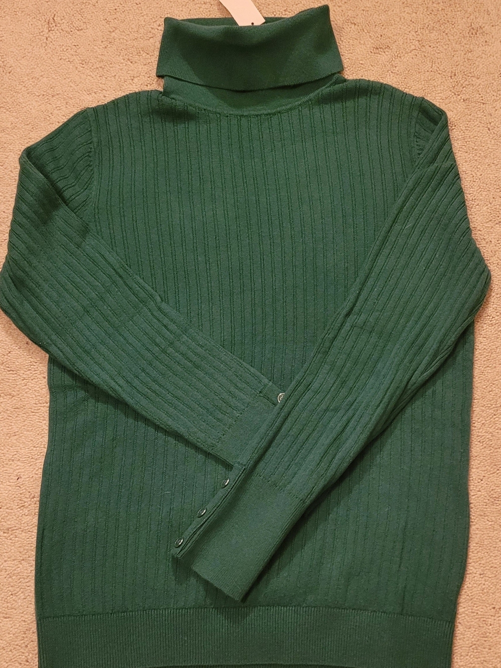 NWT Talbots Emerald Green Ribbed Turtleneck Sweater Size S